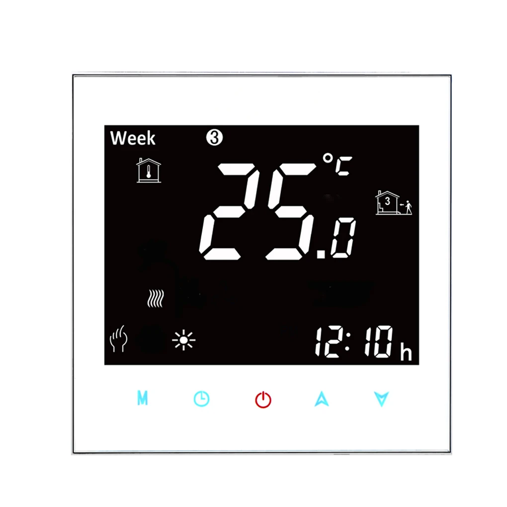 

Programmable LCD Display Touch Screen Water Heating Thermostat NTC Sensor Temperature Controller Negative Display