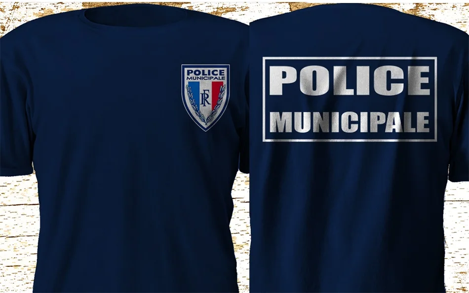 

New Police Munici Pale France Police Department Gend Armerie T-Shirt Double Side Men Fashion Popular Style Man Design A Shirt