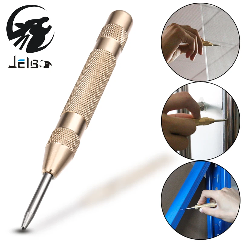 

Jelbo Drill Automatic Center Pin Punch Drill Bit Tools Power Tools Spring Loaded Marking Starting Holes Tool Center Punch