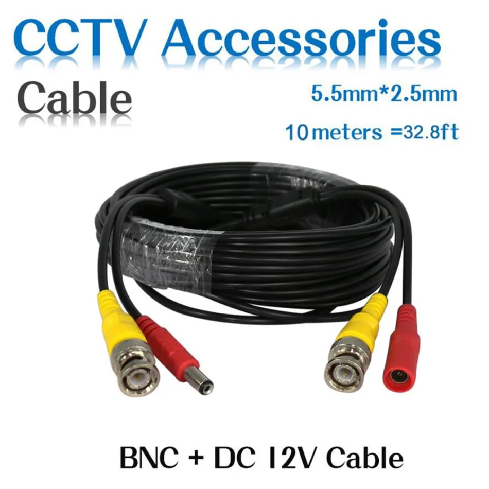 BNC Video Power Siamese Cable BNC&DC-C-18 12V Cable 32ft 10m for Analog AHD CVI CCTV Surveillance Camera DVR 26