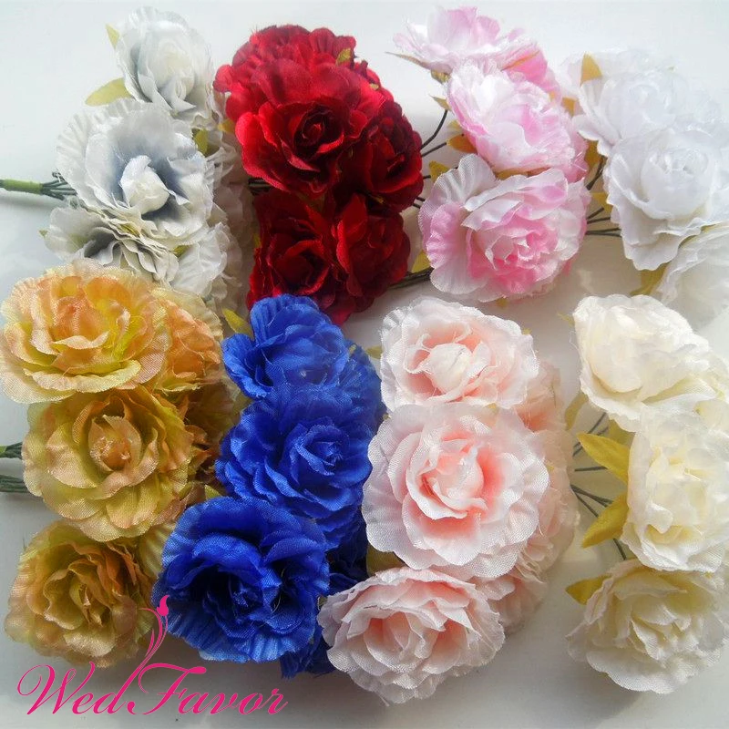

60pcs 3cm Decorative Artificial Fabric Rose Flowers Small Silk Peony Bouquet For Hair Wreath Corsage Scrapbooking Decoration