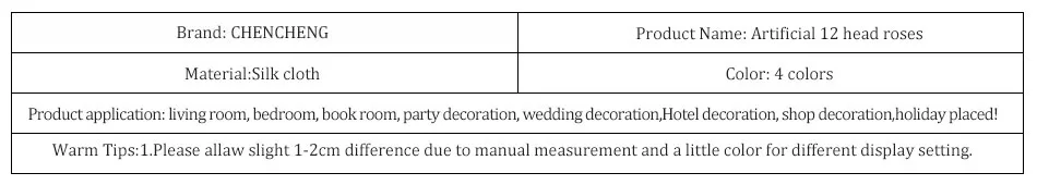 CHENCHENG 33 см 12 голов искусственные розы Букет шелковые свадебные фальшивые цветы для стола вечерние украшения дома подарок на день Святого Валентина