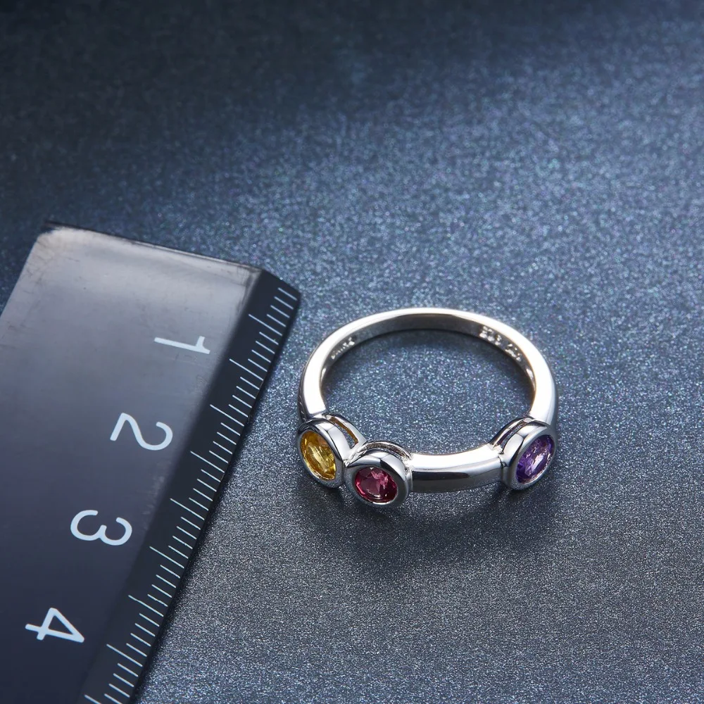 Кольца с драгоценными камнями Hutang, натуральный аметист, гранат, цитрин, 925 пробы, серебряное кольцо, Круглый, новинка, хорошее ювелирное изделие для женщин, подарок