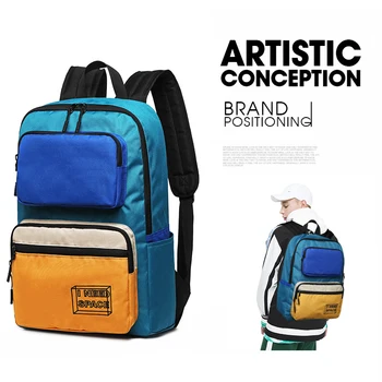 

2019 new waterproof Casual men's patchwork travel pack sport bag pack fashion school bag schoolbag backpack student bag for male