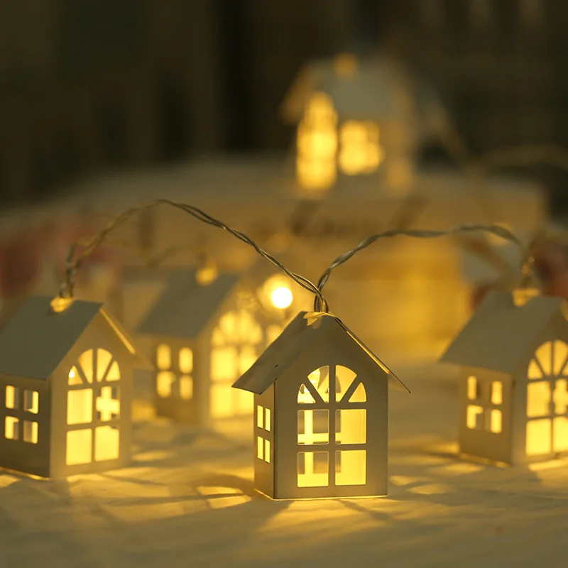 2 м Праздничная гирлянда светодиодный деревянный дом Рождественская елка кулон светодиодный гирлянды для дома свадебные декоративные подвесные украшения