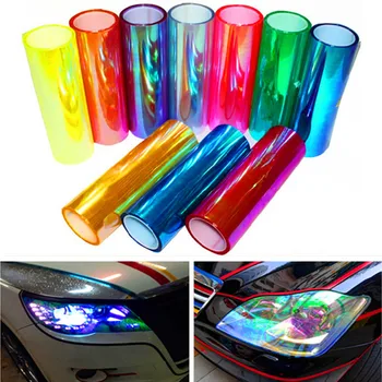 

30cmx3m 12"x118" Auto Car Light Headlight Taillight Tint Vinyl Film Sticker Easy Stick Motorcycle Whole Car Decoration 11 Colors