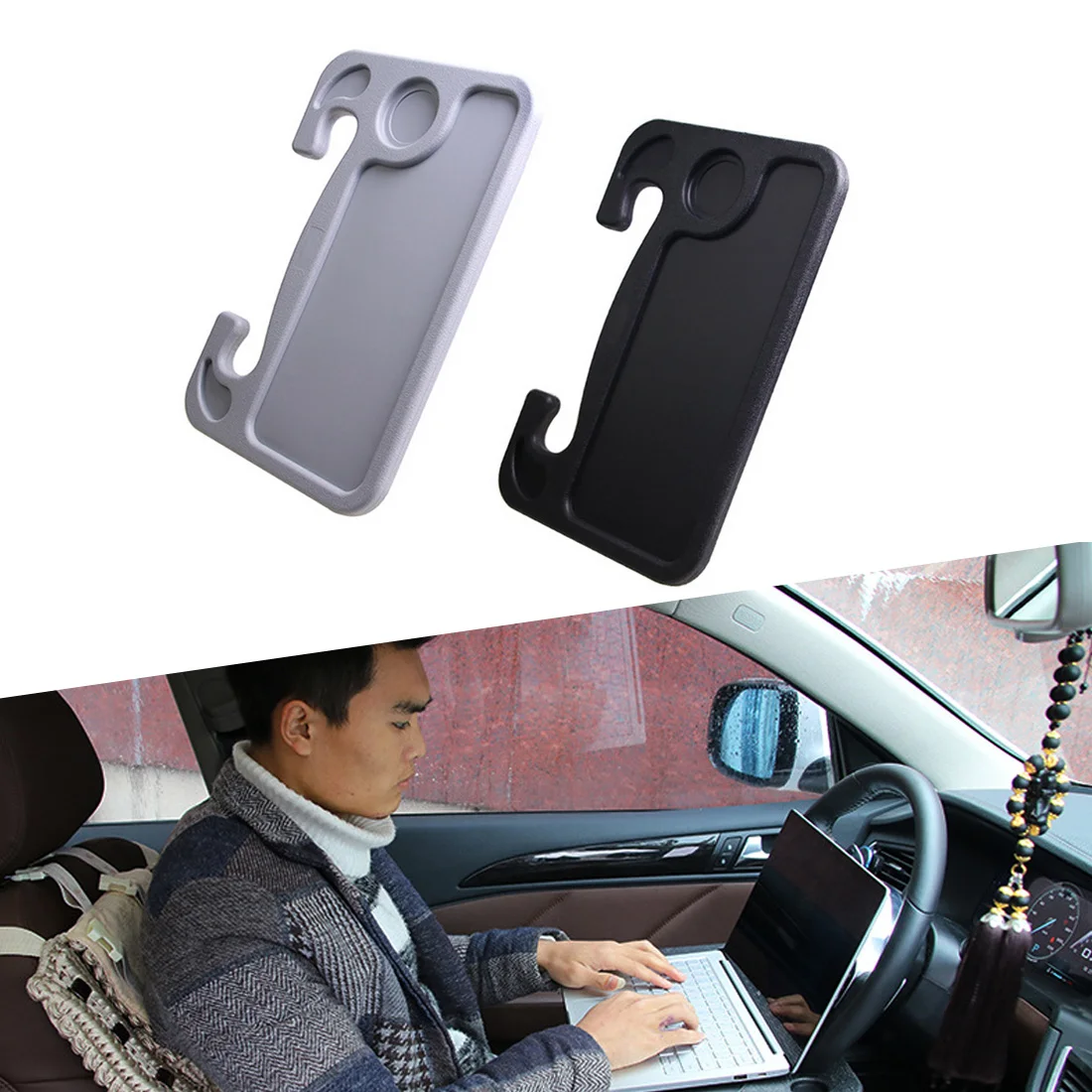 

Dongzhen 1X Car Steering Wheel Tray Auto Organizer Work Laptop Computer Notebook Stand Holder Dining Table Clip For Food Drink