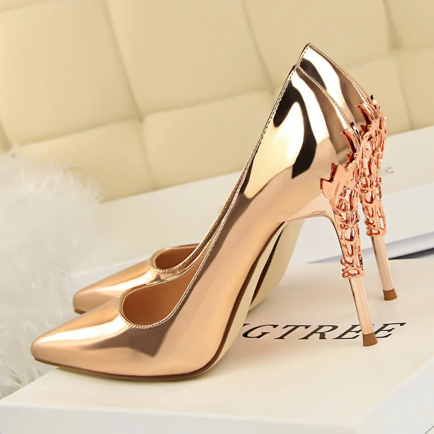 BIGTREE/Женская обувь на высоком каблуке; Туфли на каблуке с декоративным металлическим узором; женские свадебные туфли-лодочки; модная летняя обувь; zapatos de mujer