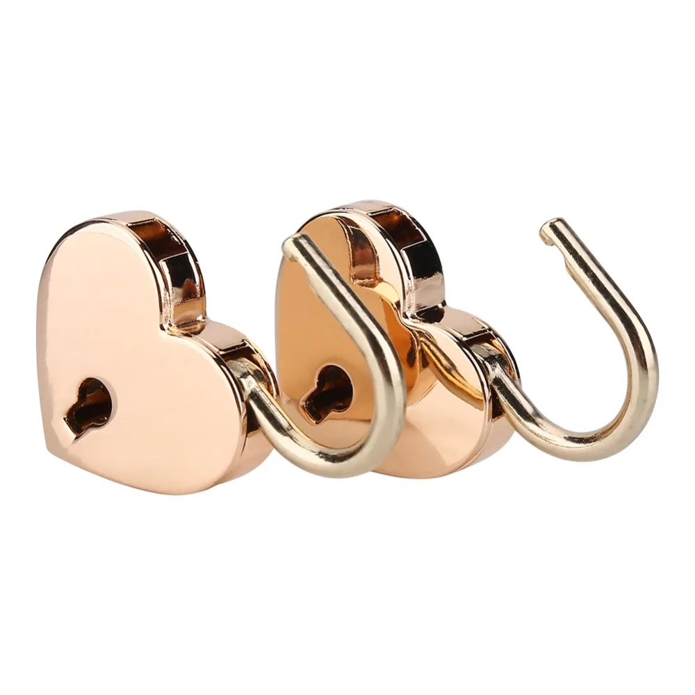 

2 sets Heart-shaped Padlock & Skeleton Key Metal Lock Heart-shaped Padlock with Key for Luggage Diary Book Jewelry Box