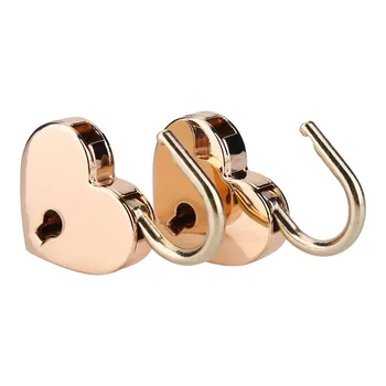 

2 sets Heart-shaped Padlock & Skeleton Key Metal Lock Heart-shaped Padlock with Key for Luggage Diary Book Jewelry Box