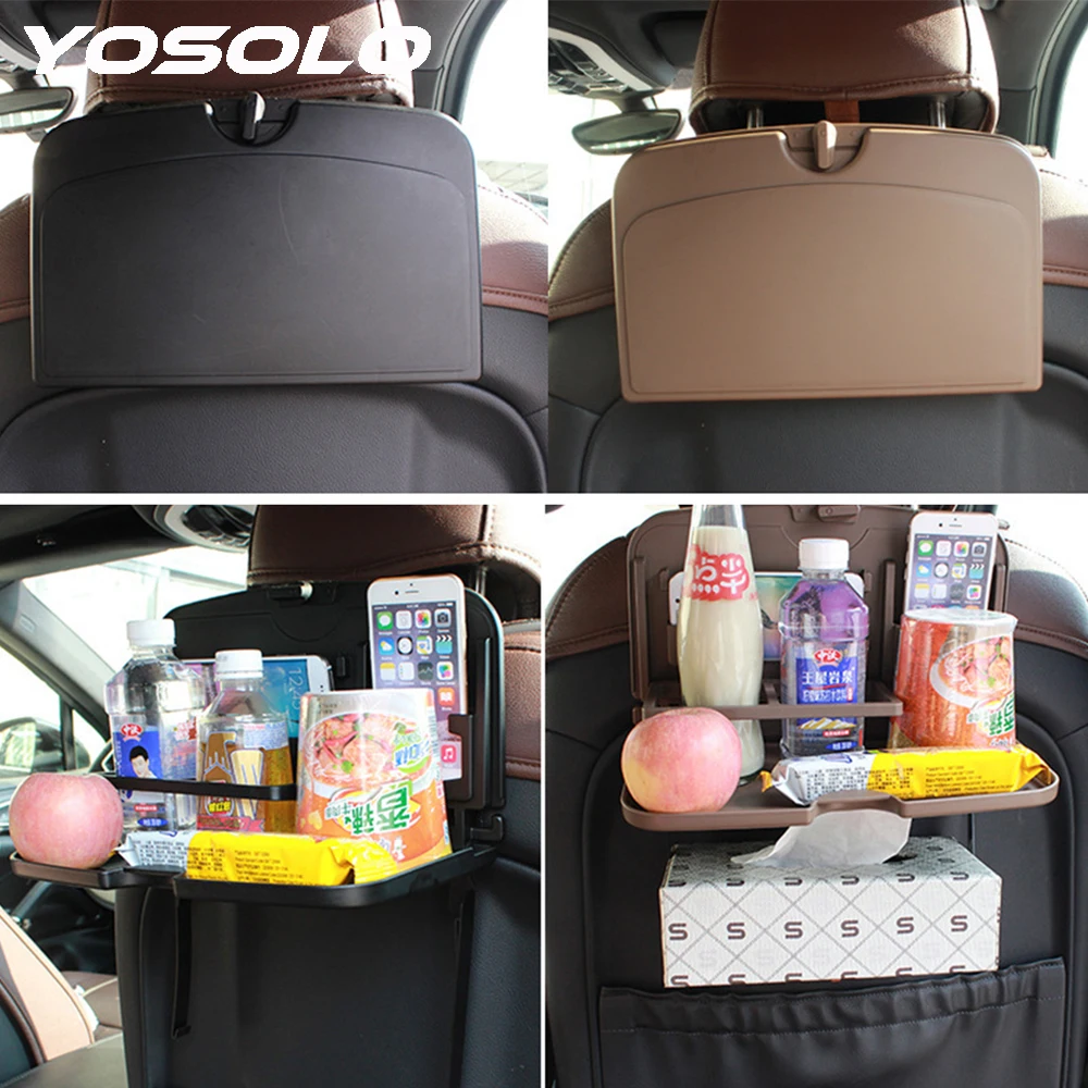 

YOSOLO Seat Back Drink Cup Holder Car Backseat Table Pallet Stand Desk Auto Food Tray Folding Dining Table Car Organizer Case