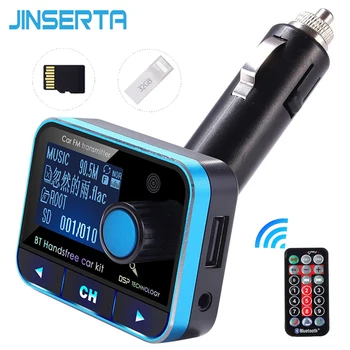 

JINSERTA Handsfree Car Mp3 Player Remote Control AUX input Line Out Stereo Music Bluetooth FM Transmitter Dual USB Charger