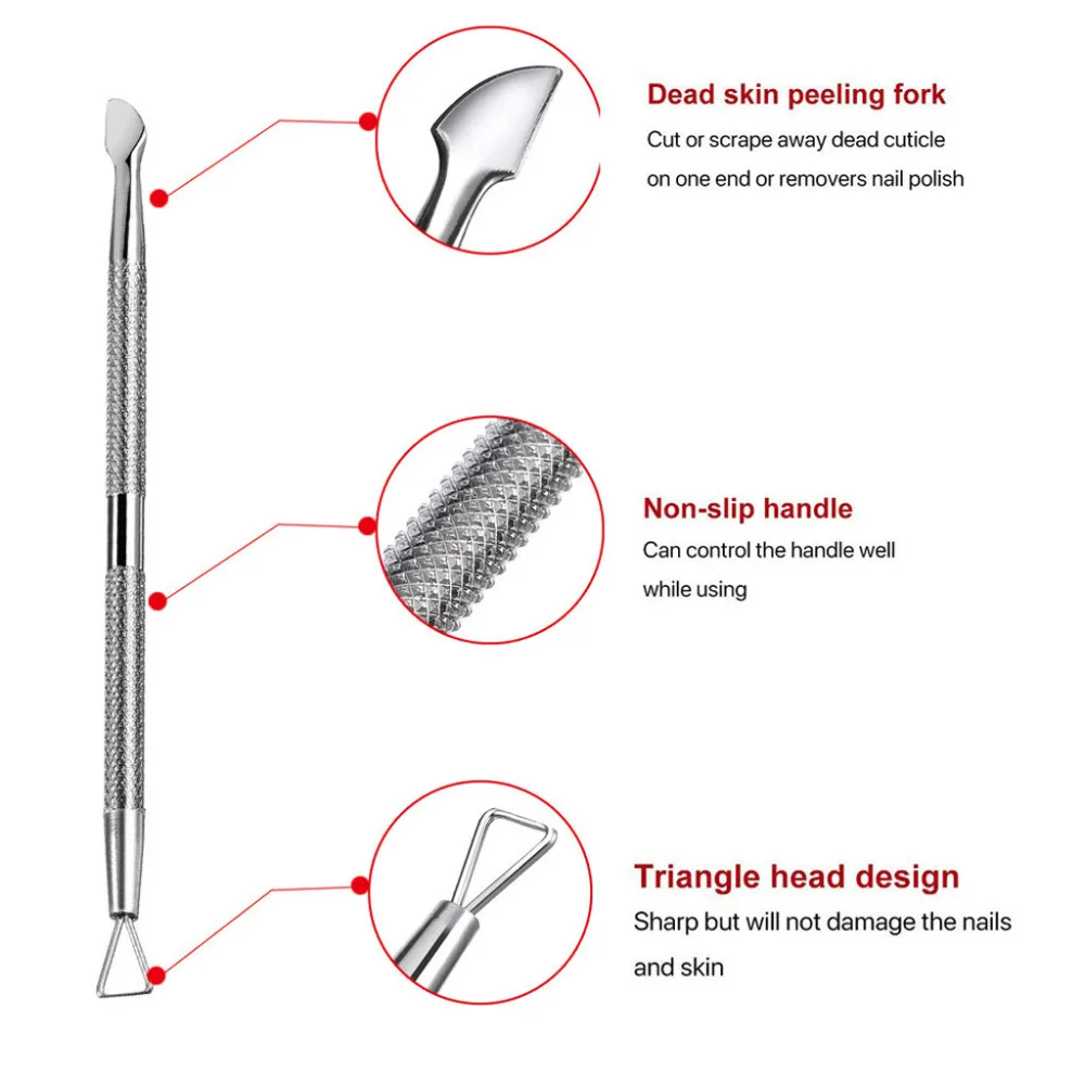 УФ-гель для дизайна ногтей из нержавеющей стали кутикулы толкатель УФ-гель для дизайна ногтей удалитель скребковый Маникюр и педикюр инструмент 40pNo20