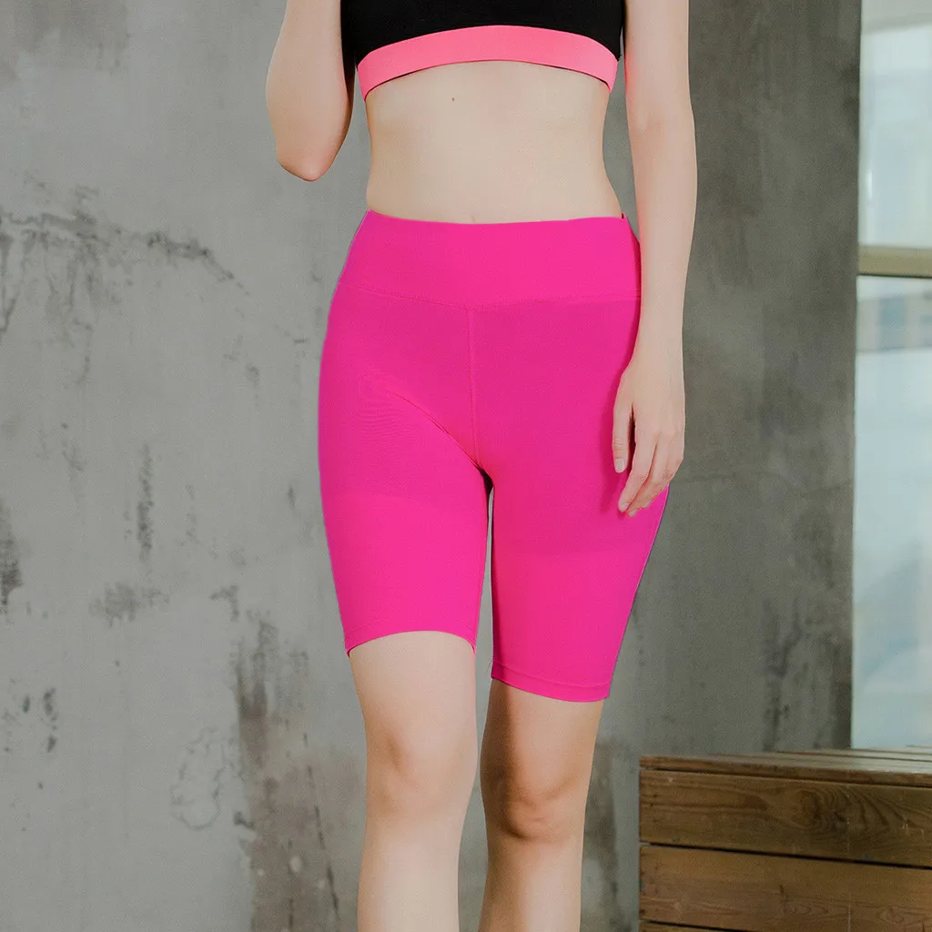 

Women's' High Waist Tummy Control Workout Yoga Shorts Black Compression Athletic Bike Running Shorts Slim Stretch Gym Tights