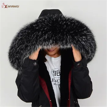 

Multiple sizes Natural Real Black Raccoon Fur Collar Scarf For Women Winter Coat Cap Warm Genuine Fur Collar Scarves