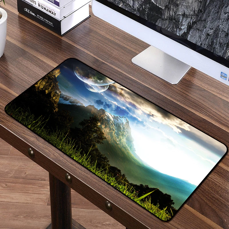 

FFFAS 70*40cm Large Game Mouse Pad Wonderful natural scenery Edifying sentiment High quality natural rubber high definition XL