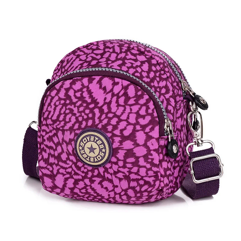 Роскошные брендовые сумки через плечо для женщин, нейлон, водонепроницаемые, для девушек, сумка-мессенджер, для путешествий, маленькие сумки для девушек, эко шоппер, тоут, кошельки для монет - Цвет: Purple leopard