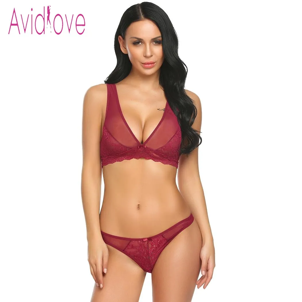 Женское кружевное белье Avidlove с цветочным рисунком беспроводной бюстгальтер топ