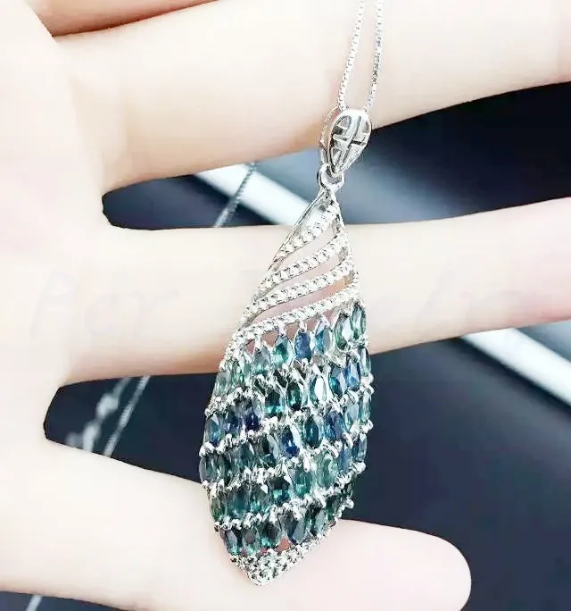 sapphire Подвеска с рубином 0.13ct* 41 шт драгоценные камни происхождения и натуральный рубин стерлингового серебра 925 для мужчин или женщин ювелирные изделия# L18050706 - Цвет камня: sapphire