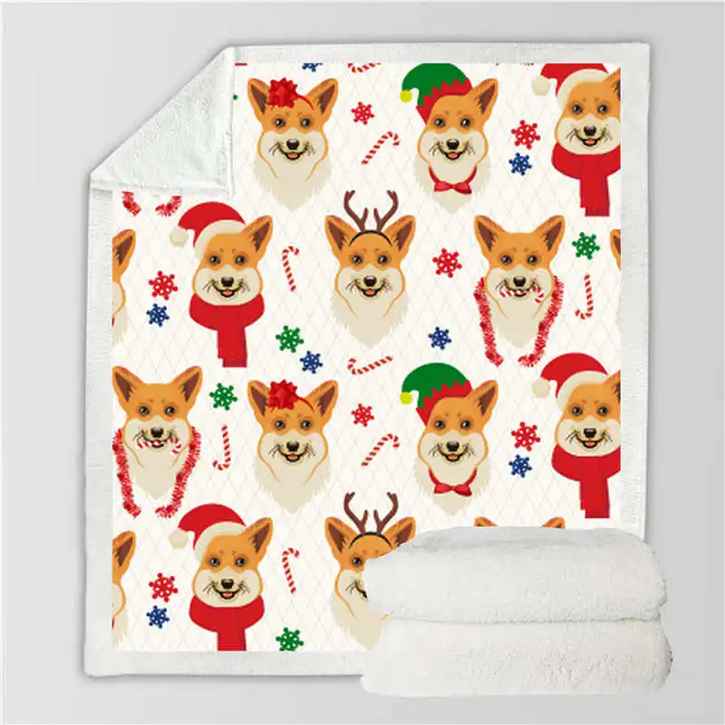 

3D Christmas Dog Cat Picnic Hiking School Sofa Flannel Blanket Scotland Pattern Custom Printed Fleece Throw Bedspread Blanket