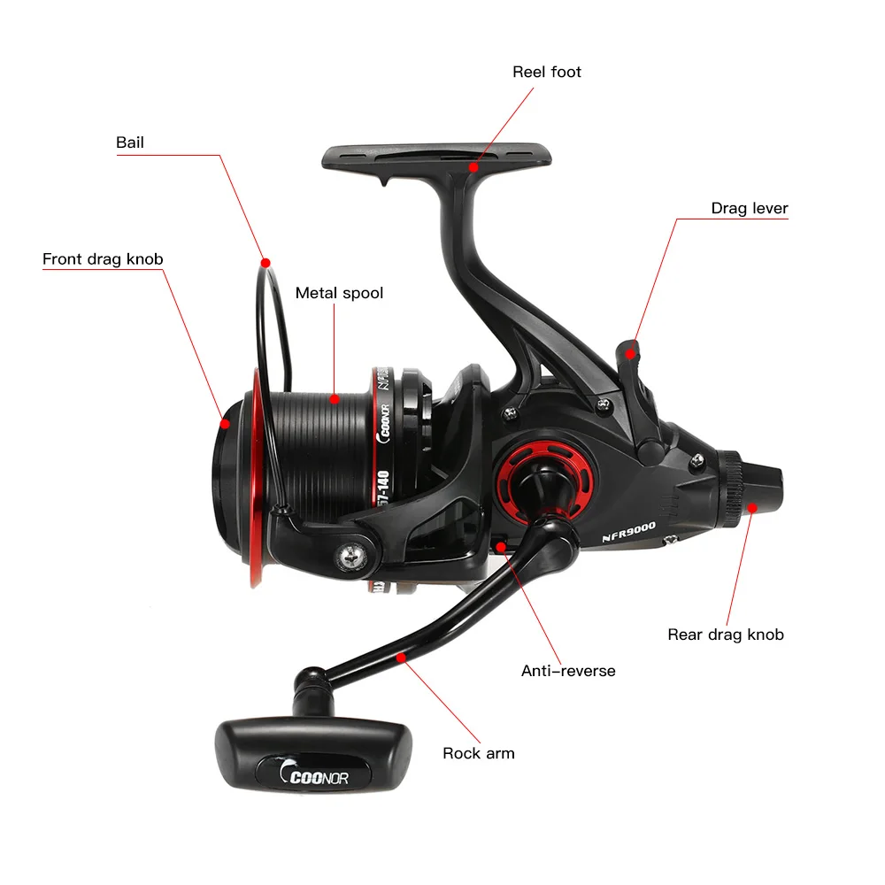COONOR 12+ 1BB шариковые подшипники спиннинговая Рыболовная катушка GT 4,6: 1 левая/правая ручка металлическая катушка Рыболовная катушка NFR9000/YF9000