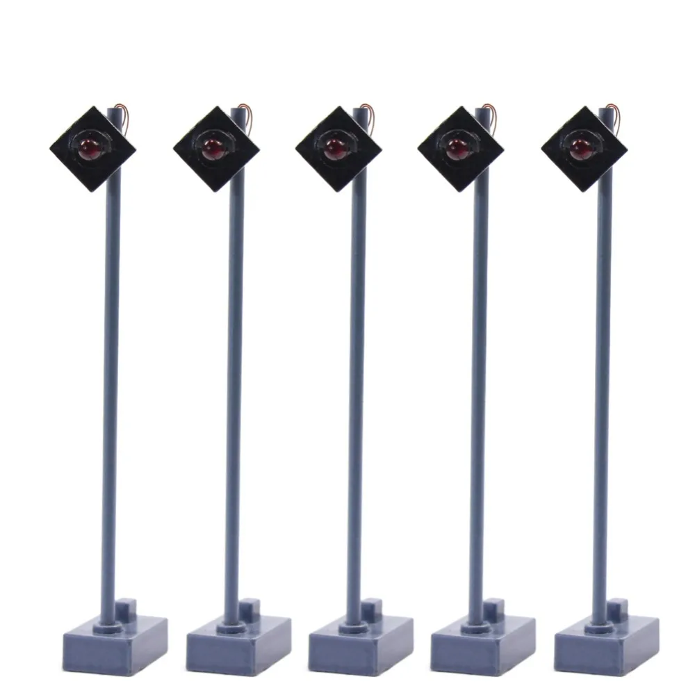5pcs Model Railway Block Signals Red HO or OO Scale 7.5cm 6V New LYL051