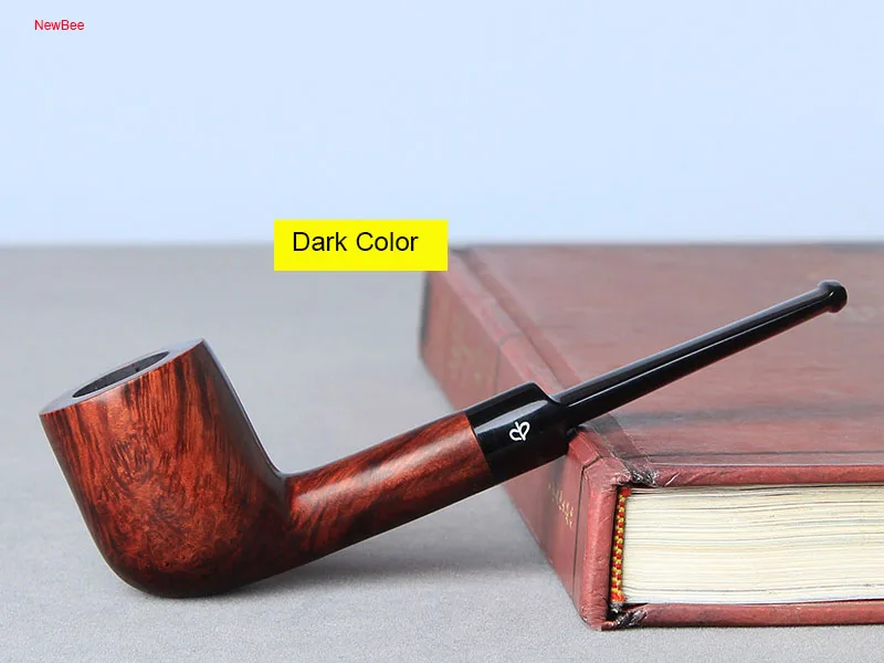 ft2-NewBee Briar Wood Smoking Pipe 2 Different Colors Handmade 9mm Acrylic Saddle Mouthpiece for Men's Gift + Free 10 Smoking Tools Kit