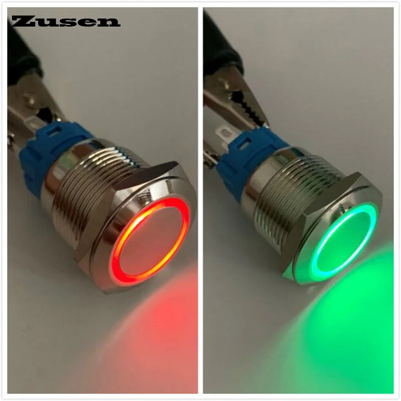 

Zusen 19mm dual-color latching type lock 1no1nc push button switch(ZS19F-11ZE/R-G/12V/N)