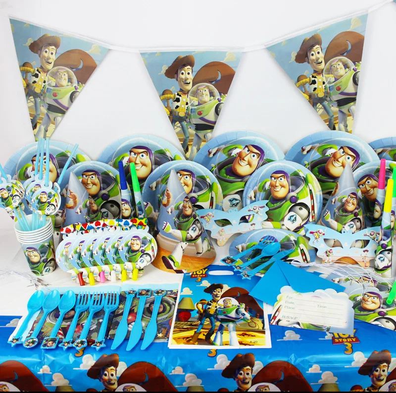 

Toy Story Theme Birthday Party Tablewear Set Kids Child Birthday Party Suppliers Decorations Evening Party Event Set