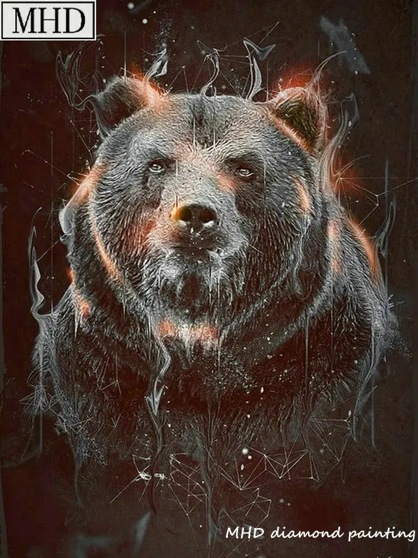 Full square / round animal diamond embroidery "black bear" diamond