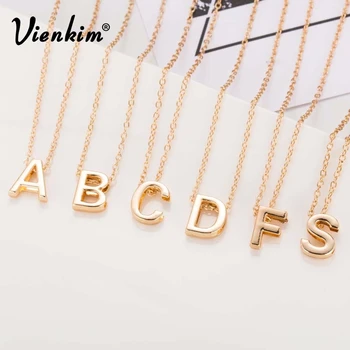 

Vienkim 2019 new hot sale fashion Women's Metal Alloy DIY Letter Name Initial Link Chain Charm Pendant Necklace N125