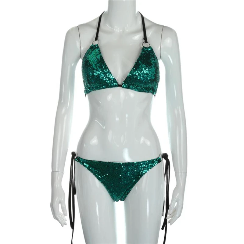   Womens Sequins  Bra Bikini Set Push Up Beach Swimwear Bathing Swimsuit 03