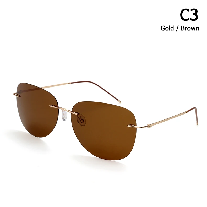 JackJad мужские ультралегкие титановые поляризованные солнцезащитные очки без оправы, авиационный стиль, фирменный дизайн, солнцезащитные очки Oculos De Sol - Цвет линз: C3 Gold Brown