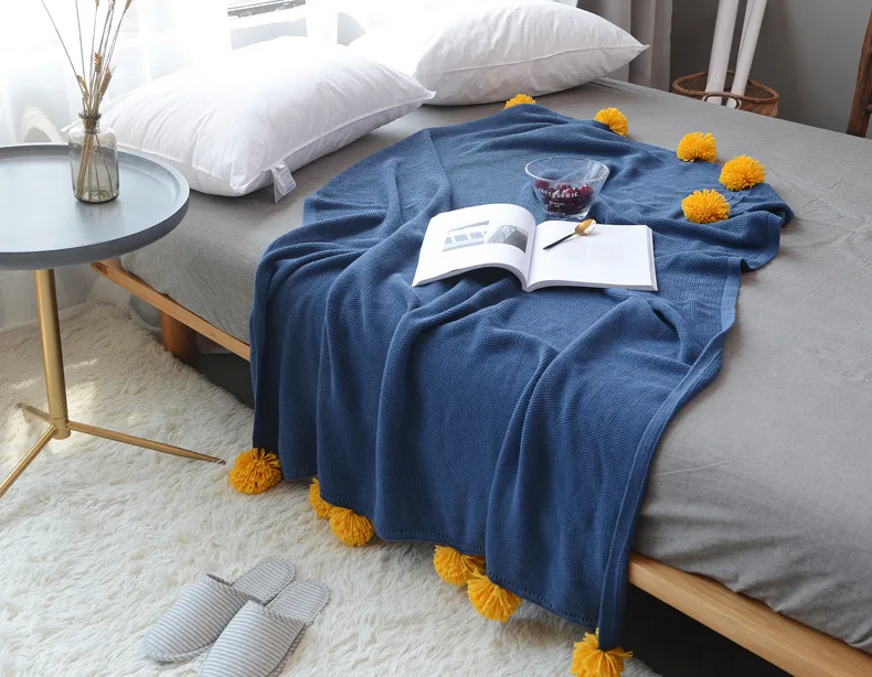 Junwell хлопковый помпон-пом покрывало для кровати или дивана путешествия дышащее одеяло покрывало постельные принадлежности, Sofe младенцев реквизит для фотографий