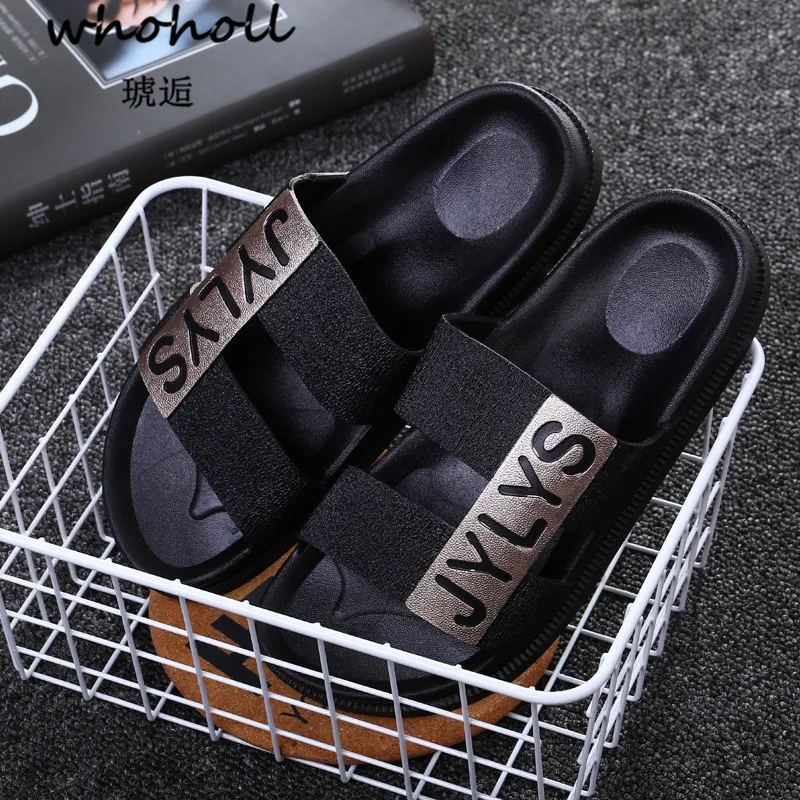 

Whoholl Plus Size 36-47 Men Sandals Fashion Men Slipper Summer Beach Shoes Lover Shoes Open Toe Slides Slippers Sandalias Hombre