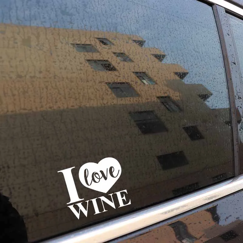 YJZT 14 2 см * 11 8 забавная виниловая Автомобильная наклейка с вином I LOVE WINE черные