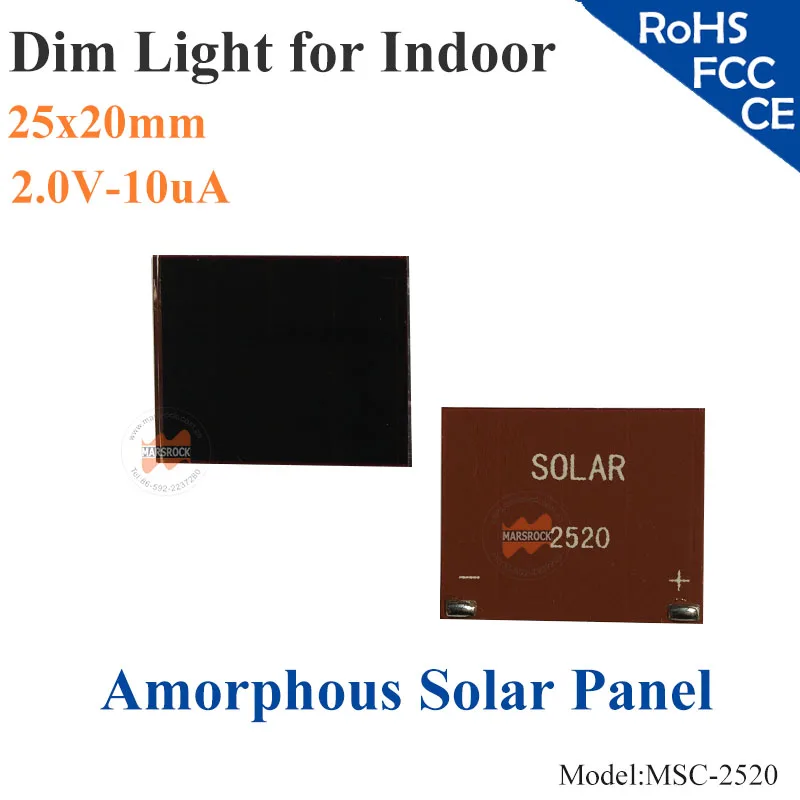 Solares de Silício Amorfo de Película Fina para o Interior do Produto Ito de Células Vidro Calculadora Brinquedos 0-1.2 v Bateria 25x20mm 2.0v-10ua Dim Luz