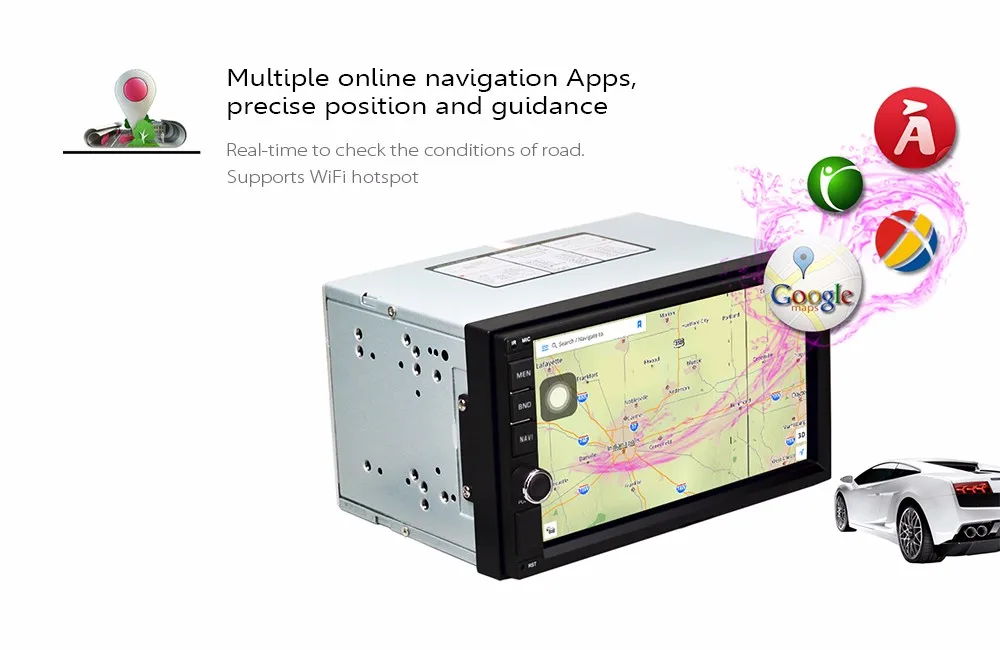 Excellent Android 6.0 2 Din 7 inch Bluetooth Car Multimedia Player with WiFi Connection Supports Mirror Link / Steering Wheel Control 3