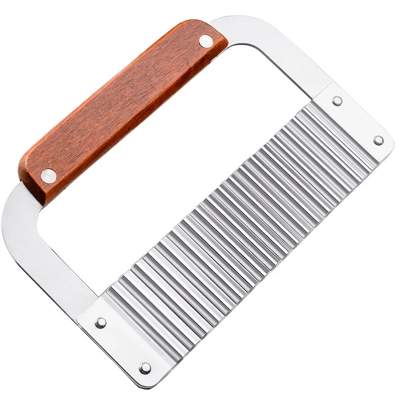 

Silver French Fries Cutter Potato Chips Making Peeler Wavy Edged Vegetable Fruit Shredder Slicer Gadget Kitchen Tool