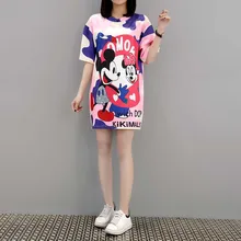 Коллекция года, Европейский большой размер, платье с круглым вырезом и короткими рукавами с рисунком Микки Мауса Для девочек 14, 16 лет, платья для подростков