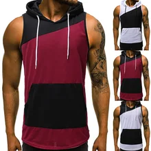 NIBESSER, мужские лоскутные майки без рукавов с капюшоном, Мужская одежда для бодибилдинга, спортзала, Мужская толстовка, облегающие майки
