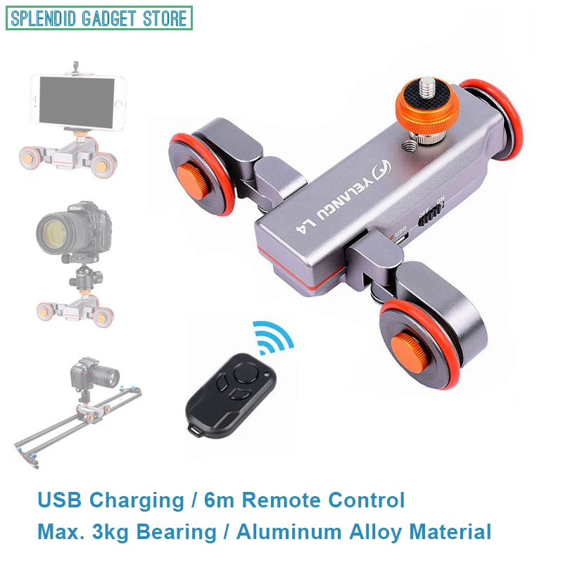

L4 Rechargeable Dolly Designed for Max. 3kg DSLR/Smart Phone/DV 6m Remote Control Can Run on Track/Slide Line/Surround Shooting