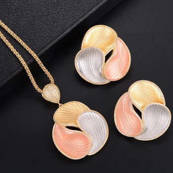 

43MM Fashion Irregular Shape Dangle Earrings Necklace Sets For Women Wedding Engagement Jewlery