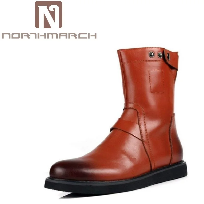 

NORTHMARCH Brand Luxury Fashion Mens Ankle Boots Genuine Leather High-Top Boots Customized Handmade Men Dress Shoes for Party