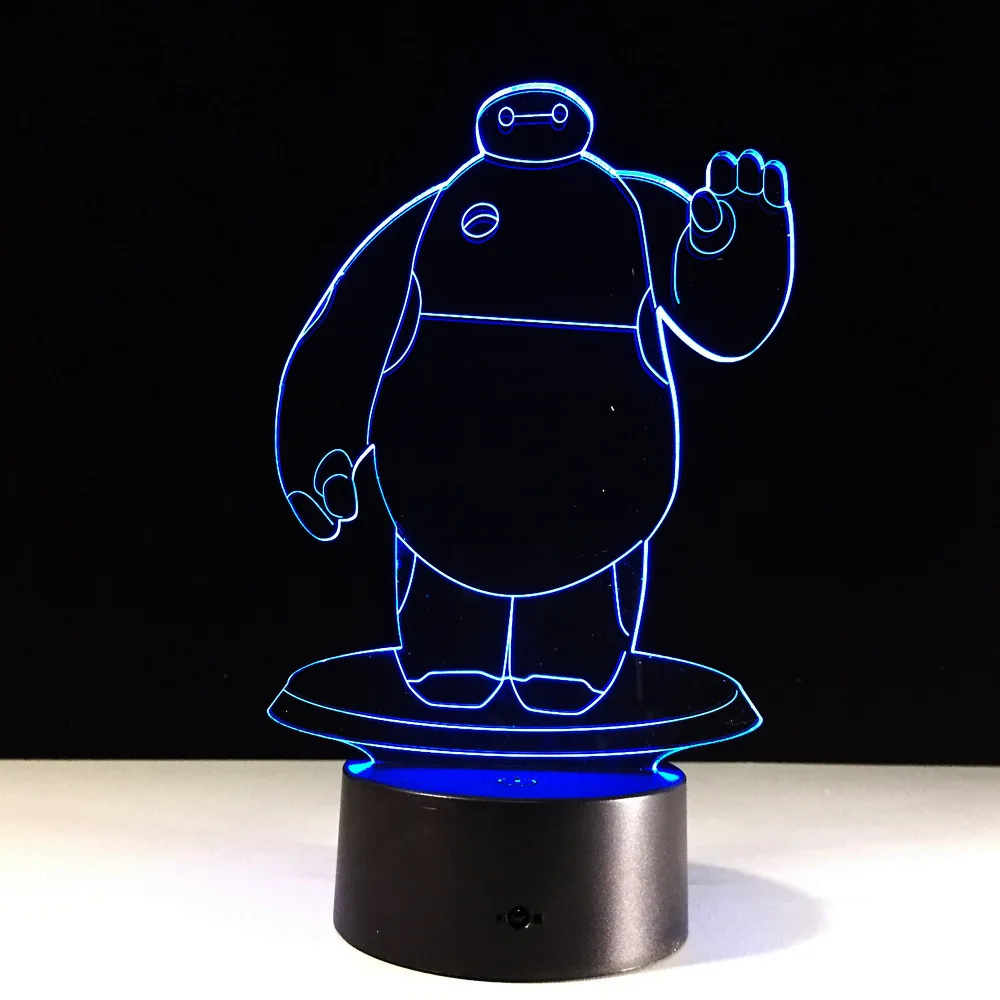 Baymax 3D привело голограммы ночник настольная лампа Usb сенсорный выключатель Luminaria 7 цветов декоративный светильник детей обратно в школу