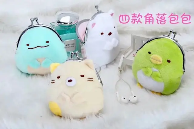 

4 pcs/lot Anime Sumikko Gurashi Plush wallet Toy Hot Cute plush storage bag coin purse wallet Toy Gift