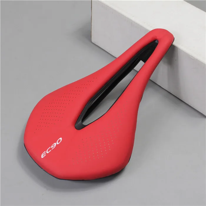 EC90 Bicycle Seat Saddle MTB Road Bike Saddles Mountain Bike Racing Saddle PU Breathable Soft Seat Cushion - Цвет: Красный