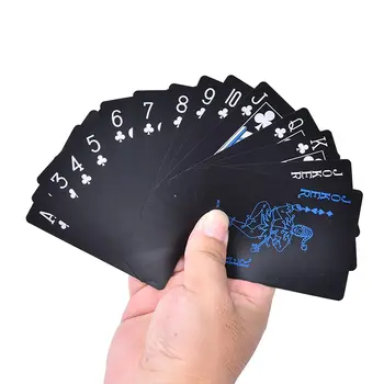 

Plastic PVC Poker Waterproof Black Playing Cards Durable Poker With Metal Box Creative Gift 1 Set
