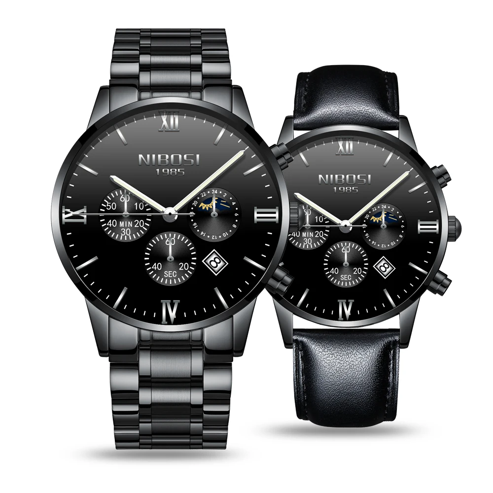 

NIBOSI Set Sport Chronograph Quartz Watch Men Multifunction Display Waterproof Date Luminous Wrist Men Watch Relogio masculino