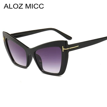 

ALOZ MICC Women Cat Eye Sunglasses 2019 Brand Designer Classic T Oversize Sun Glasses Female Black Red Shade Eyewear UV400 Q75